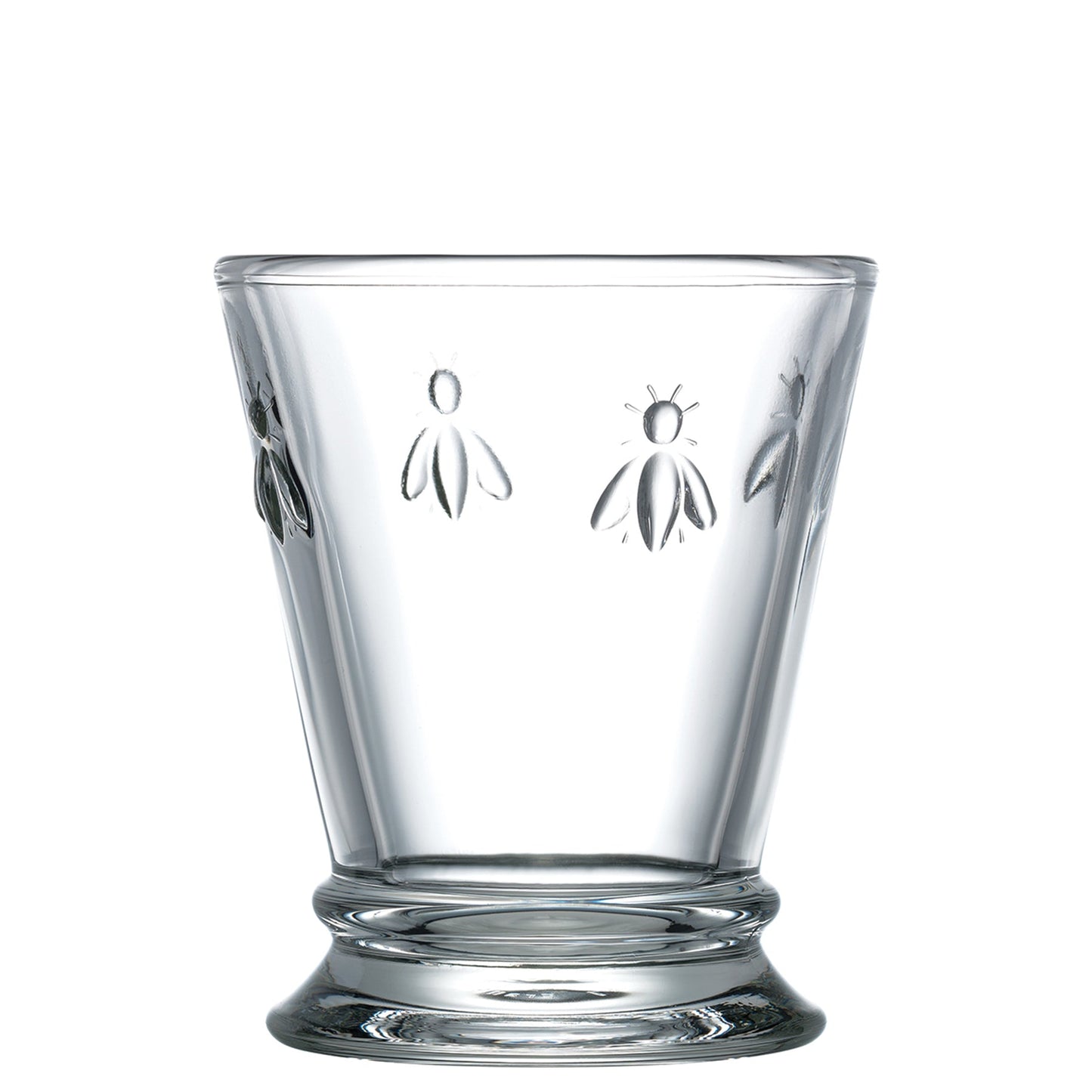 vaso de vidrio transparente con relieve de abeja estilo francés